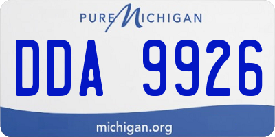 MI license plate DDA9926