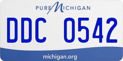 MI license plate DDC0542