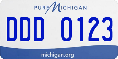 MI license plate DDD0123