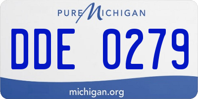 MI license plate DDE0279