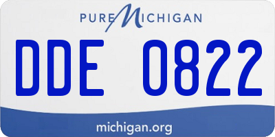 MI license plate DDE0822