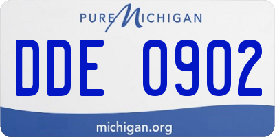 MI license plate DDE0902