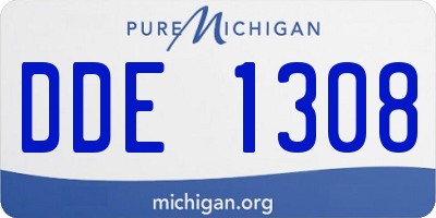 MI license plate DDE1308