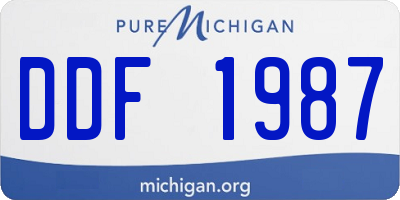 MI license plate DDF1987