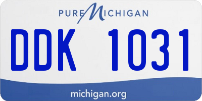 MI license plate DDK1031