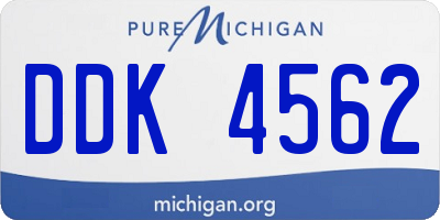 MI license plate DDK4562