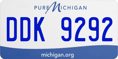 MI license plate DDK9292