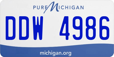 MI license plate DDW4986