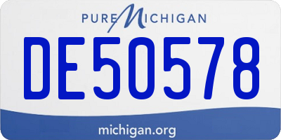 MI license plate DE50578