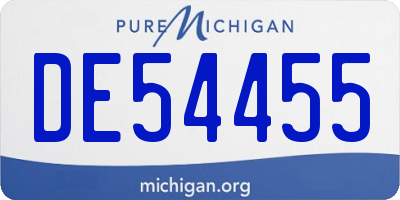 MI license plate DE54455