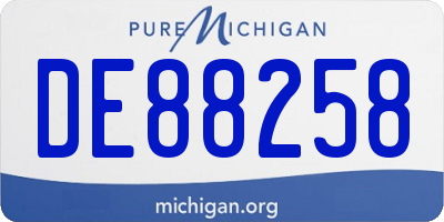 MI license plate DE88258