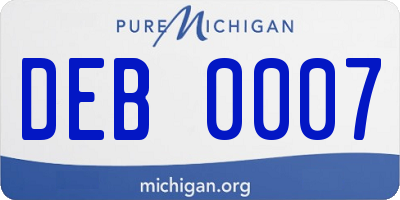 MI license plate DEB0007