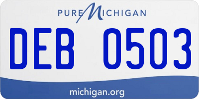 MI license plate DEB0503