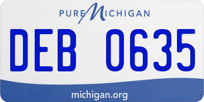 MI license plate DEB0635