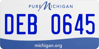 MI license plate DEB0645