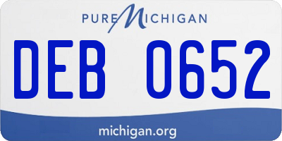 MI license plate DEB0652