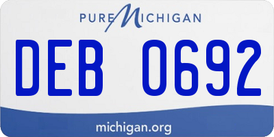 MI license plate DEB0692