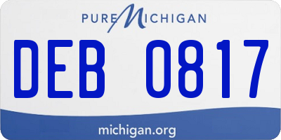 MI license plate DEB0817
