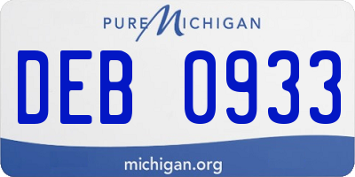 MI license plate DEB0933