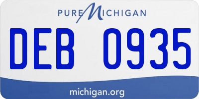 MI license plate DEB0935