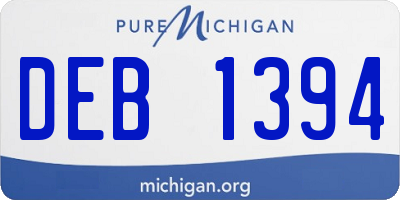 MI license plate DEB1394