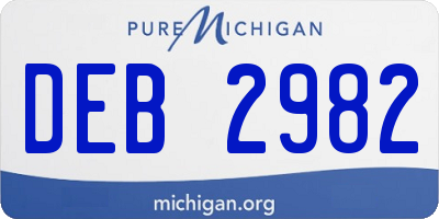 MI license plate DEB2982
