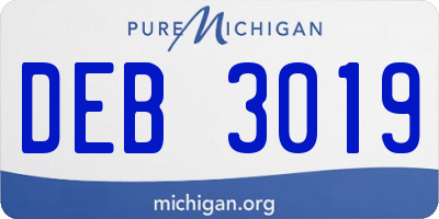 MI license plate DEB3019