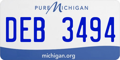 MI license plate DEB3494