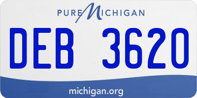 MI license plate DEB3620