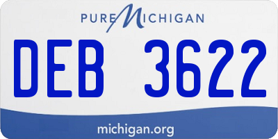 MI license plate DEB3622
