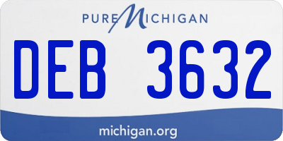 MI license plate DEB3632