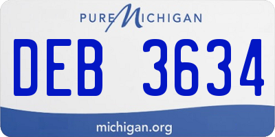 MI license plate DEB3634