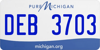 MI license plate DEB3703