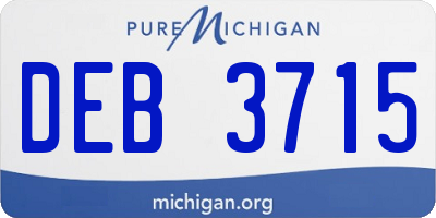 MI license plate DEB3715