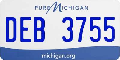 MI license plate DEB3755