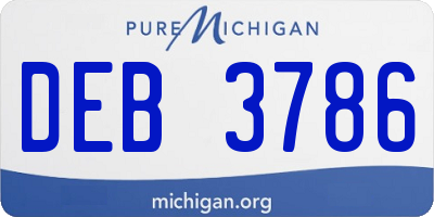 MI license plate DEB3786
