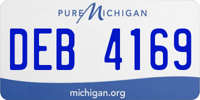 MI license plate DEB4169