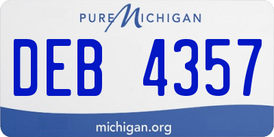 MI license plate DEB4357