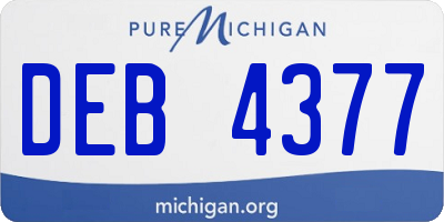 MI license plate DEB4377