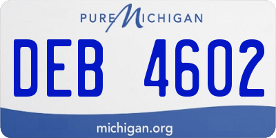 MI license plate DEB4602