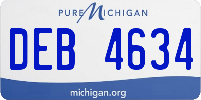 MI license plate DEB4634