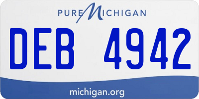MI license plate DEB4942