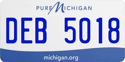 MI license plate DEB5018