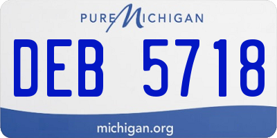 MI license plate DEB5718