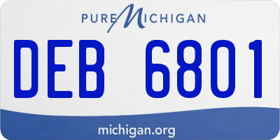 MI license plate DEB6801