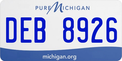MI license plate DEB8926
