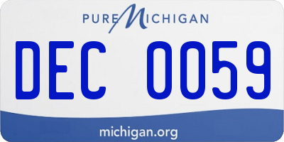MI license plate DEC0059