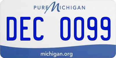 MI license plate DEC0099
