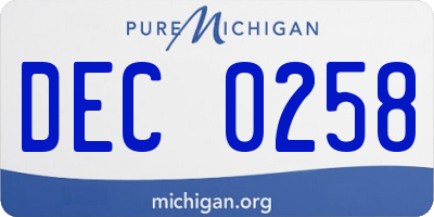 MI license plate DEC0258