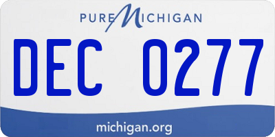 MI license plate DEC0277